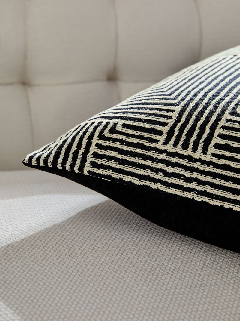 Sosandar black Novara woven geo cushion 50cm - British product