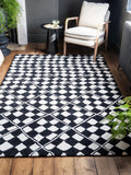 Rockett St George black checkerboard diamond tufted rug (British brand)
