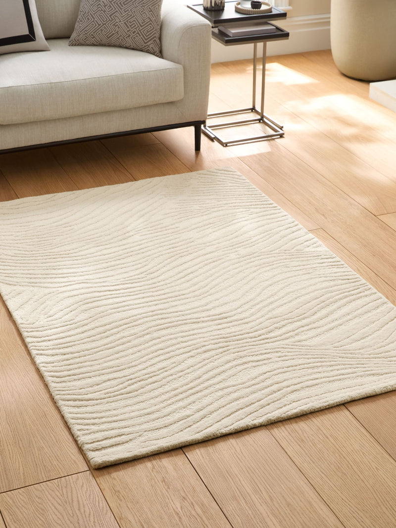 Sosandar Natural Mariana Ripple wool tufted rug (British brand)