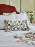 Nina Campbell red lotus trellis embroidered cushion 30x50cm (British brand)