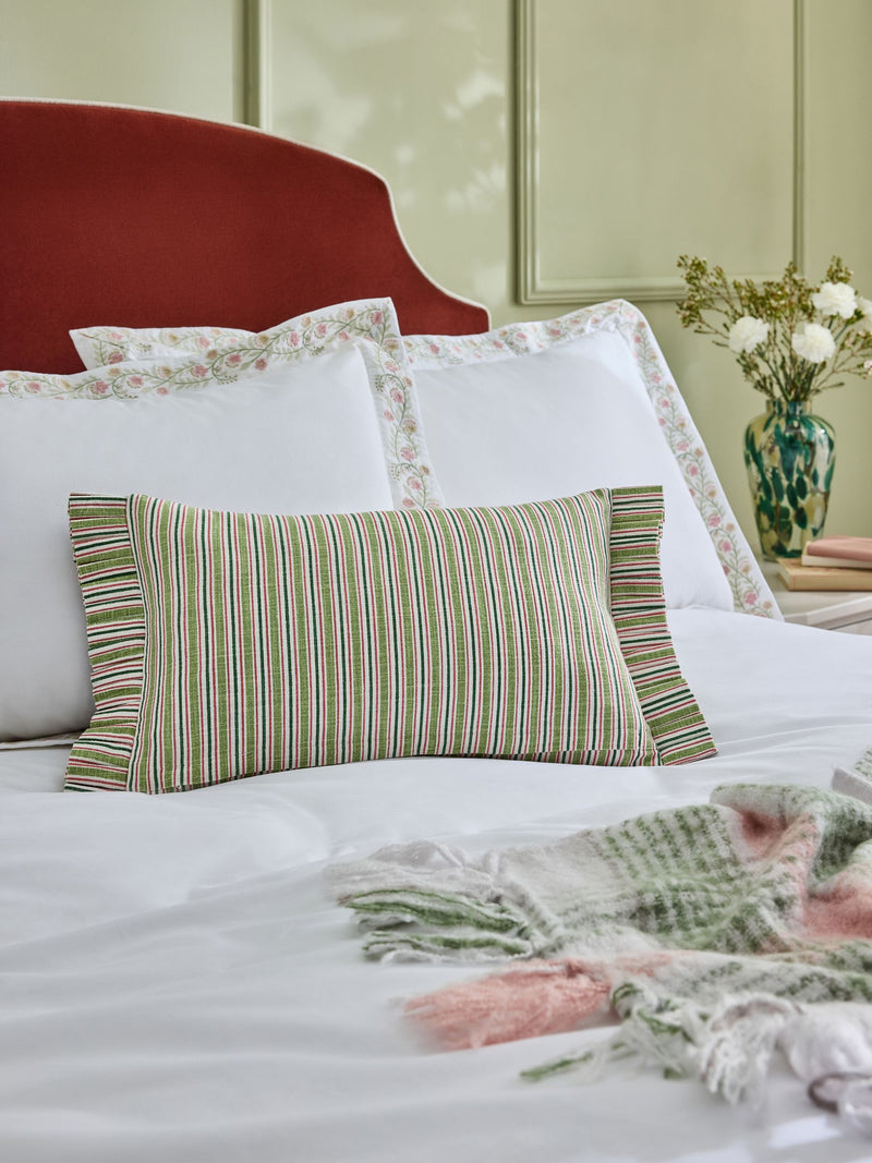 Nina Campbell red lotus trellis embroidered cushion 30x50cm (British brand)