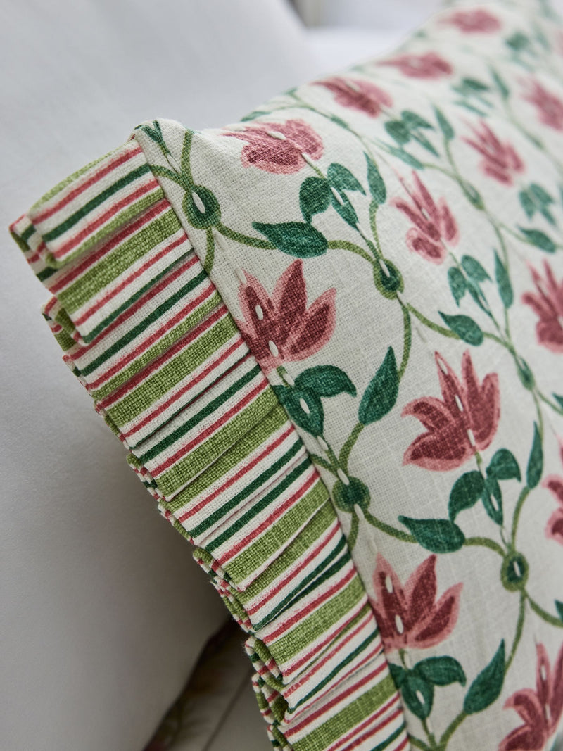 Nina Campbell red lotus trellis embroidered cushion 30x50cm (British brand)