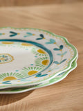 Nina Campbell yellow/teal floral print side plates set of 4 19.5cm diameter, imported from the UK