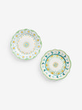 Nina Campbell yellow/teal floral print side plates set of 4 19.5cm diameter, imported from the UK