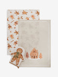 Natural Christmas gingerbread oven mitt and tea towel bundle (British brand)