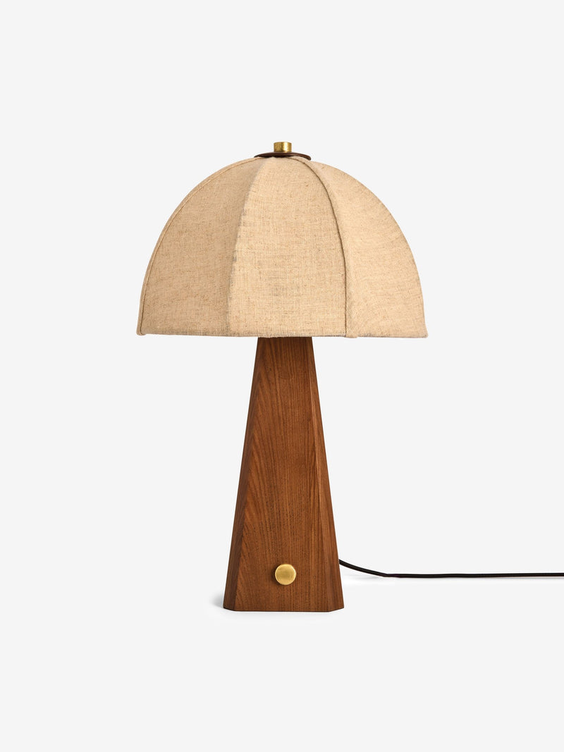 MADE.COM dark wood Benny table lamp, imported from the UK
