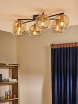Next MADE.COM Mika 6 Black/Champagne Flush Light- Buy online at McGrocer