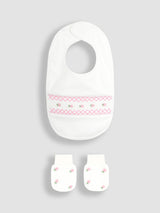 Next Jojo Maman Bébé White 100% Cotton Baby Bib and Mittens 2 Pack- Buy online at McGrocer