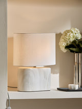 Next Sosandar White/Cream Marble Effect Ceramic Table Lamp- Buy online at McGrocer