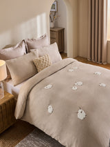 Natural Fleece Tufted Hamish Duvet Cover and Pillowcase Set