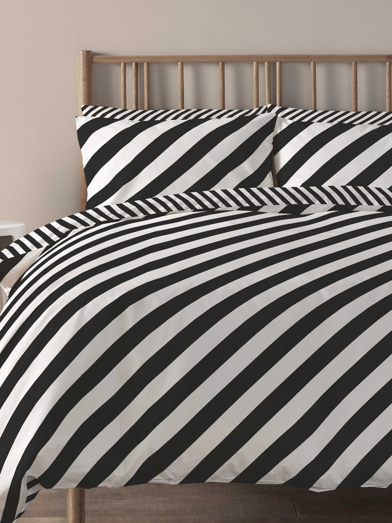 Copenhagen Home black diagonal stripe duvet cover set - British product