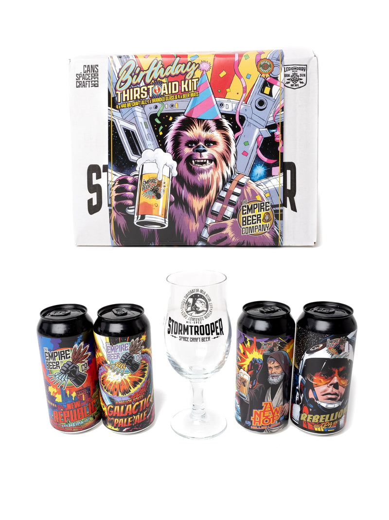Stormtrooper Beer Company birthday gift pack with craft ales and glass (British brand)
