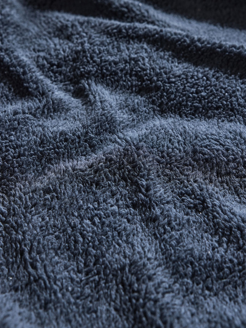 Blue Navy Fleece Crinkle Muslin Duvet Cover and Pillowcase Set - British product