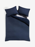 Blue Navy Fleece Crinkle Muslin Duvet Cover and Pillowcase Set - British product