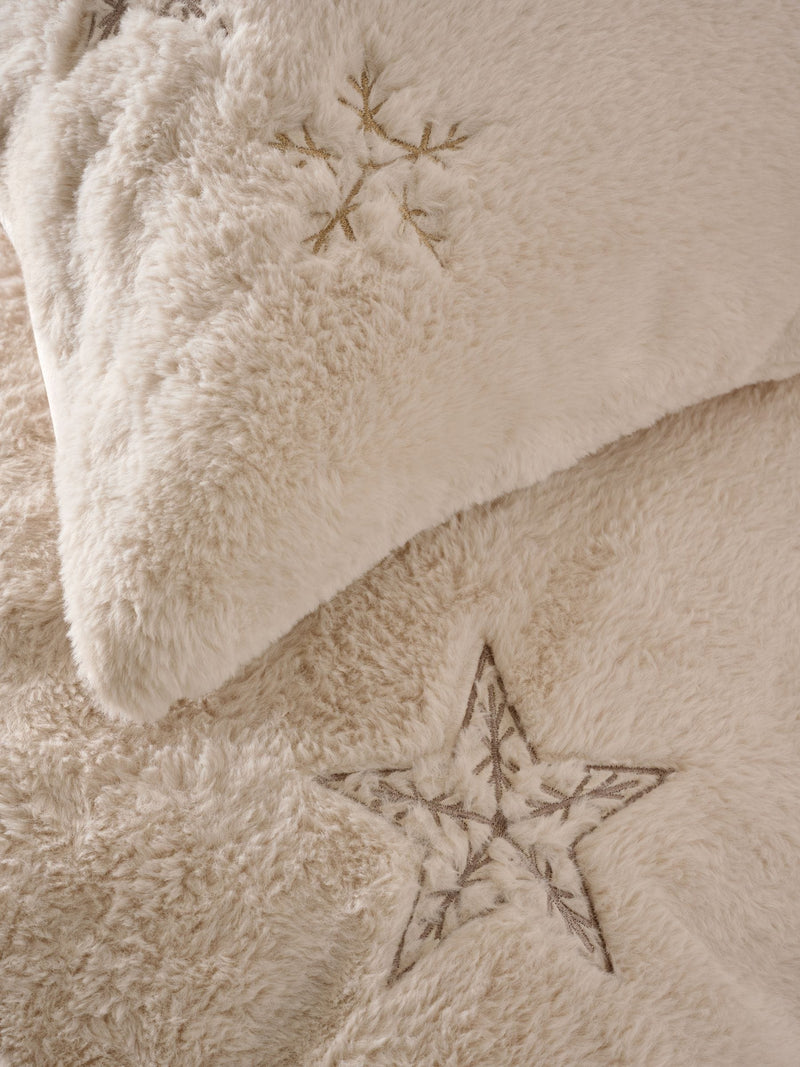 Faux fur duvet cover set with embroidered stars, imported from the UK