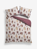 Cream burgundy reversible duvet cover set - British product