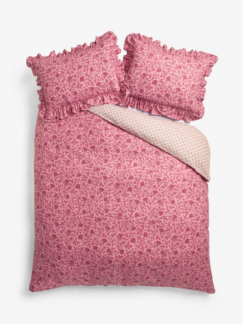 Pink Floral Star duvet cover and pillowcase set, imported from the UK