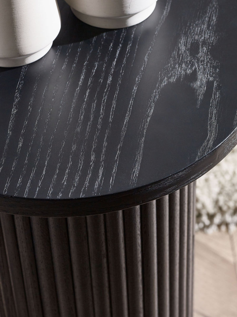 Julian Bowen Black Louis Fluted Drinks Table, imported from the UK