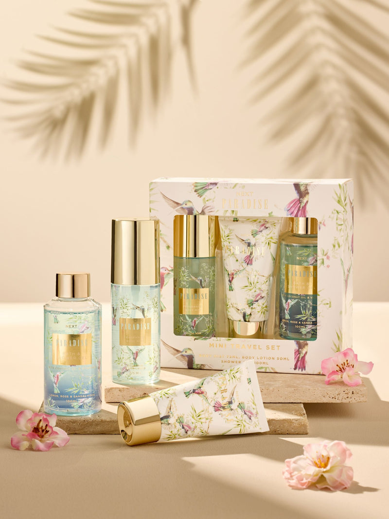 Paradise mini travel bath and body gift set, imported from the UK
