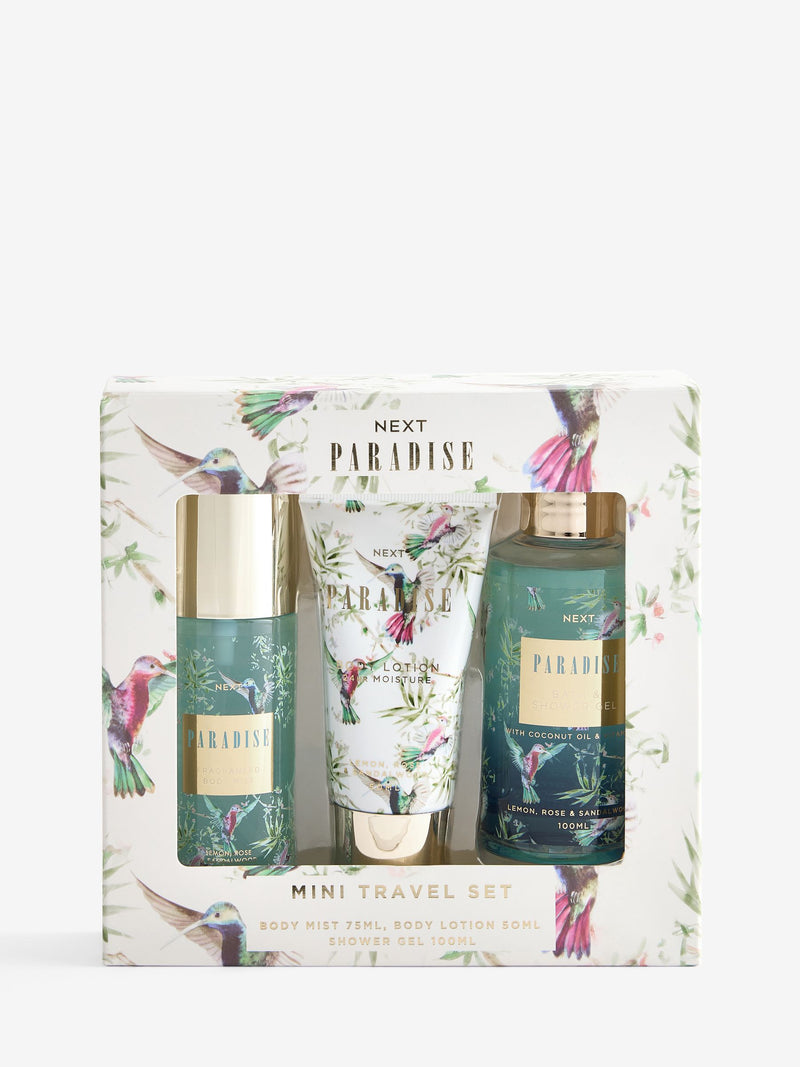 Paradise mini travel bath and body gift set, imported from the UK