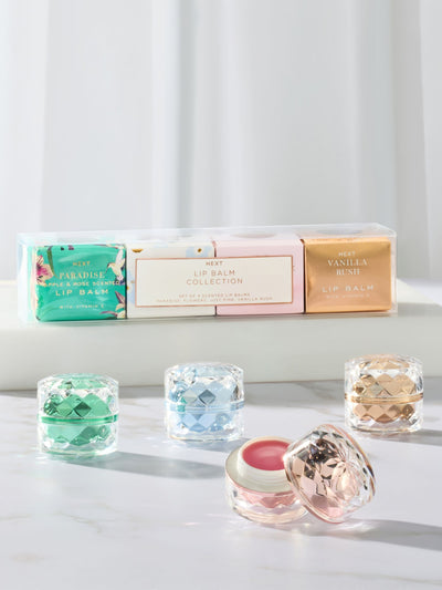Next Set of 4 Scented Lip Balms Gift Paradise Flowers Just Pink Vanilla 5g- Buy online at McGrocer
