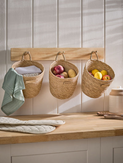 Next Natural Wicker Hanging Storage Baskets with Hooks - Set of 3- Buy online at McGrocer