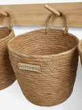 3 Pack Natural Wicker Hanging Storage Baskets with Hooks (British brand)
