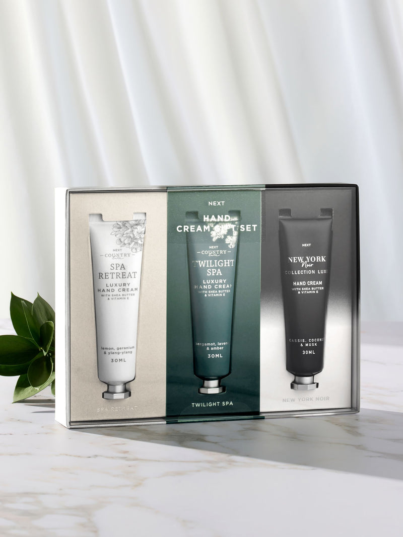 Country Luxe & Collection Luxe hand cream set with Spa Retreat, Twilight Spa, and New York Noir 3 x 50ml (British brand)