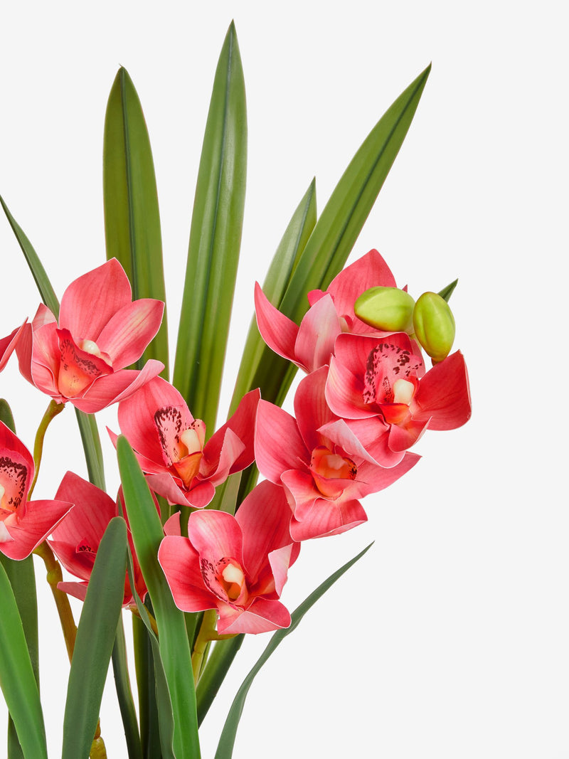 Artificial pink orchid in gold ceramic pot, 50cm tall, imported from the UK