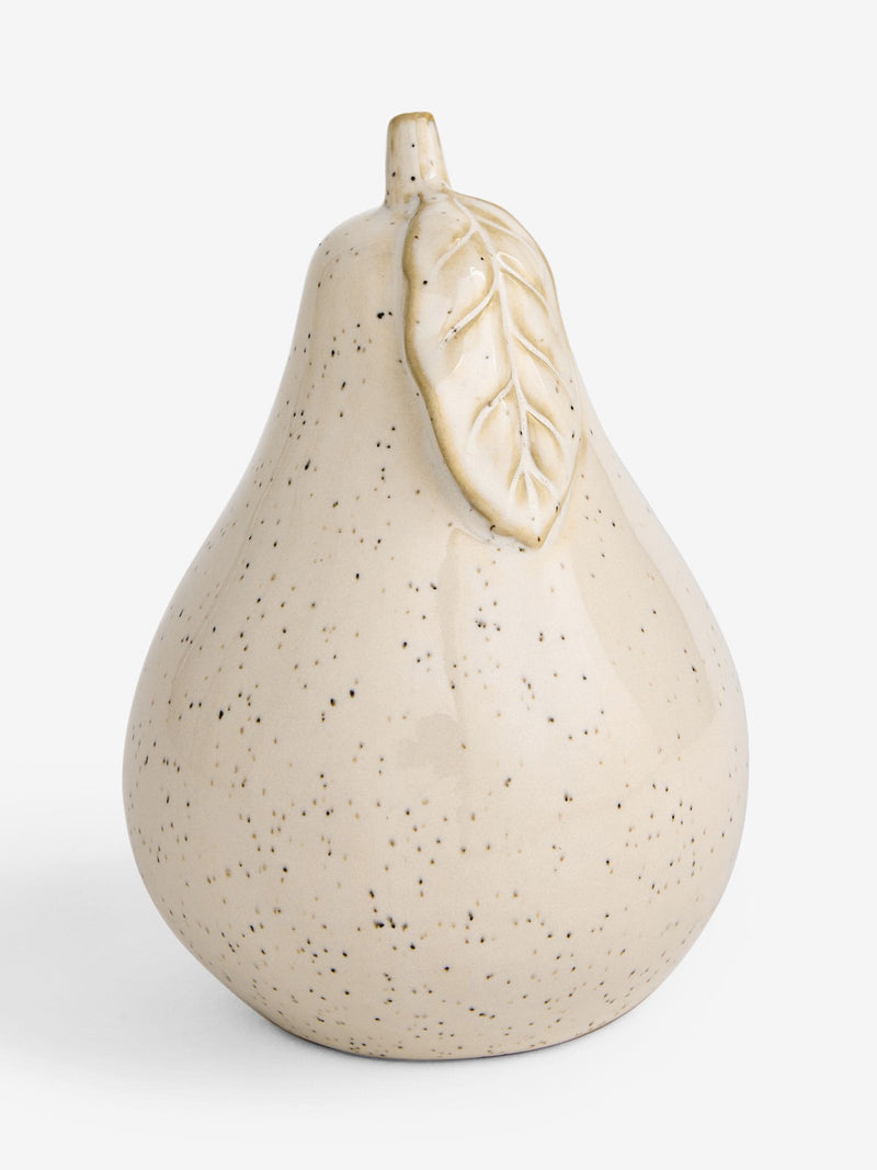 White speckled pear fruit ornament ceramic 15cm - British product