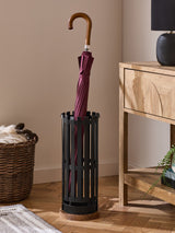 Next Bronx Metal and Wood Umbrella Stand in Black/Brown- Buy online at McGrocer