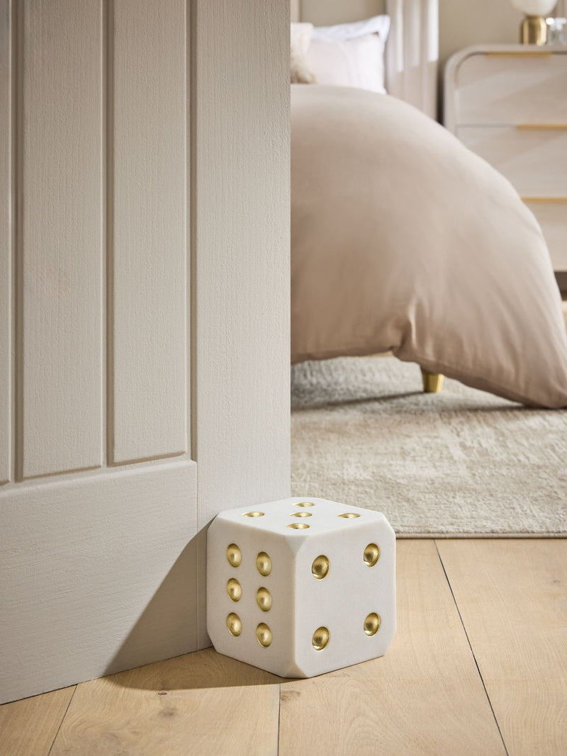 White/Gold Dice Doorstop (British brand)