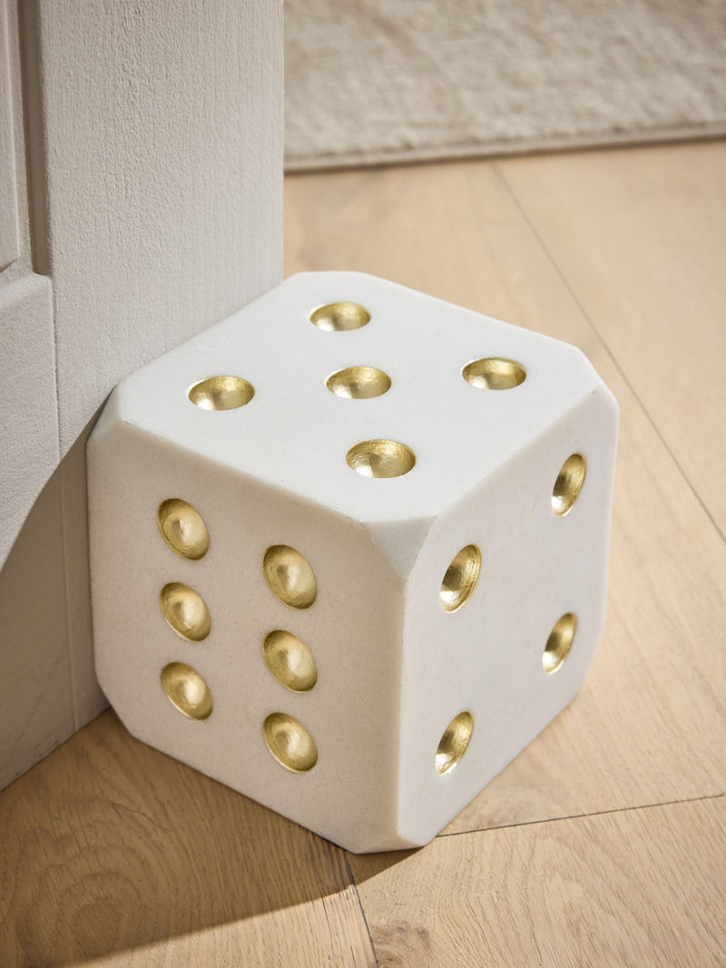 White/Gold Dice Doorstop (British brand)