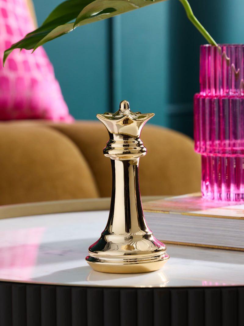 Gold ceramic chess piece ornament 21cm height, UK version