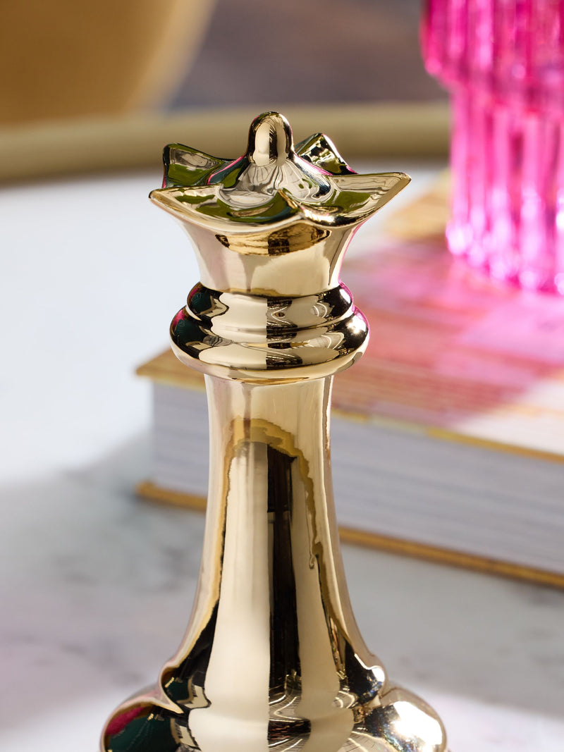 Gold ceramic chess piece ornament 21cm height, UK version