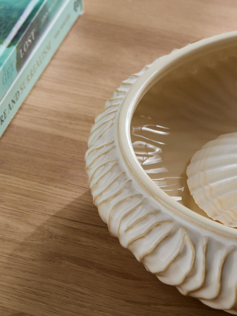 Fairford textured ceramic decorative bowl 29.5cm diameter, imported from the UK