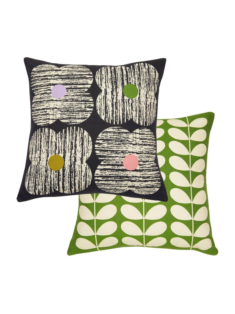 Orla Kiely slate textured flower cushion 45x45cm, imported from the UK