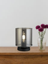 Next Searchlight Santorini Black and Smoke 1 Light Table Lamp- Buy online at McGrocer