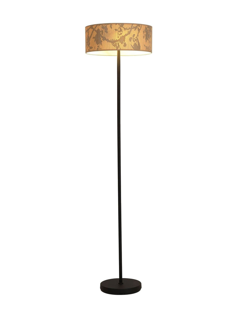 Searchlight Natura floor lamp paper leaf print shade, UK version