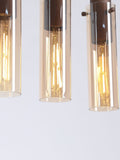 Searchlight Fira pendant light with amber glass shades, imported from the UK