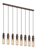 Searchlight Fira pendant light with amber glass shades, imported from the UK
