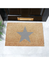 Next Artsy Natural and Grey Star Coir Doormat 60cm x 40cm- Buy online at McGrocer