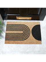 Next Artsy Natural and Black Abstract Half Moon Doormat 60cm x 40cm- Buy online at McGrocer