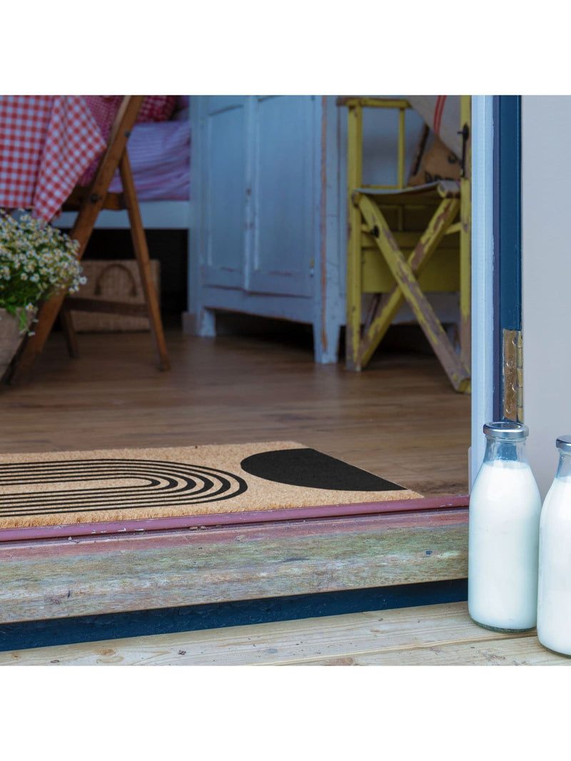 Artsy Mats natural black abstract half moon doormat 60x40cm, UK version