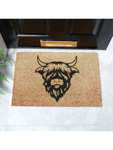 Next Artsy Natural and Black Highland Cow Doormat 60cm x 40cm- Buy online at McGrocer