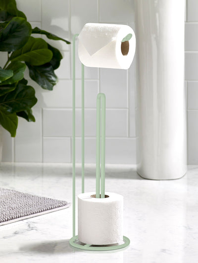 Green Sage Wire Toilet Roll Holder Stand 4-Roll