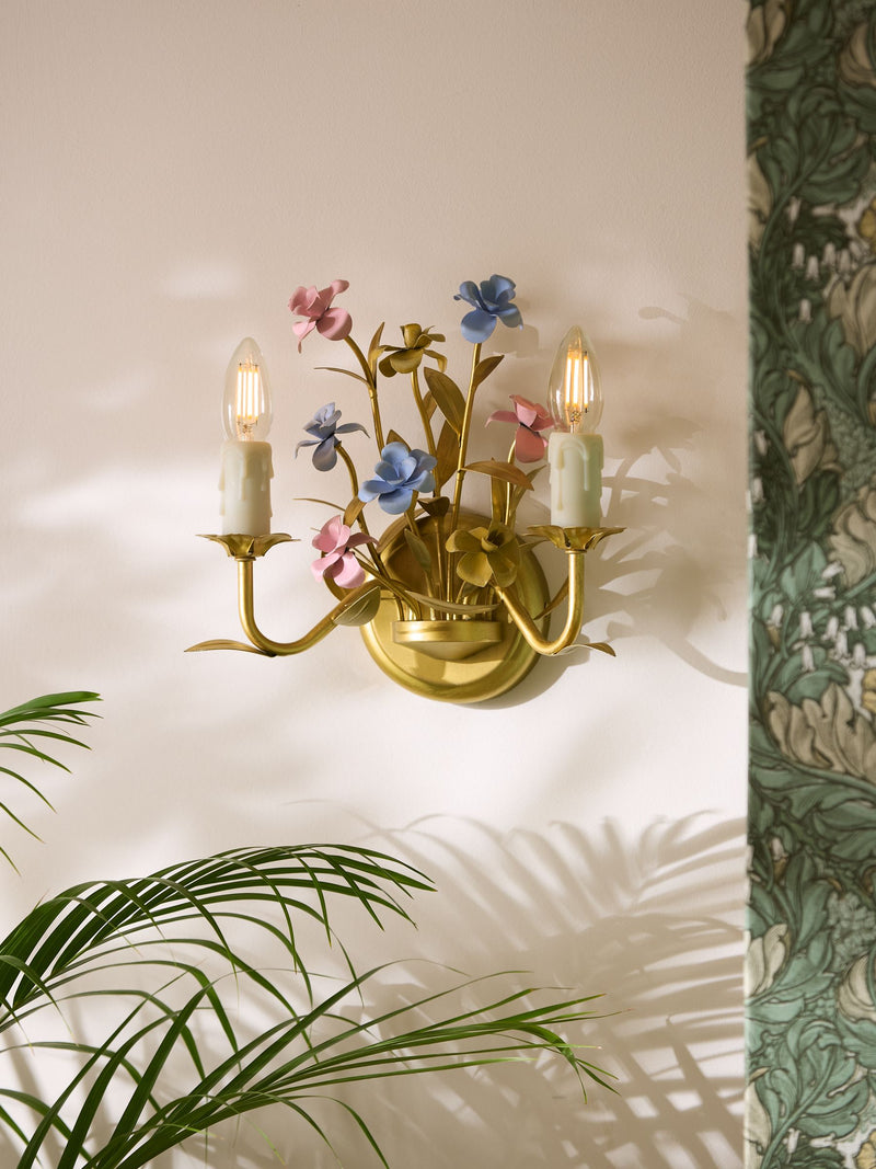 Laurence Llewelyn-Bowen Veranda gold floral wall light 27cm (British brand)
