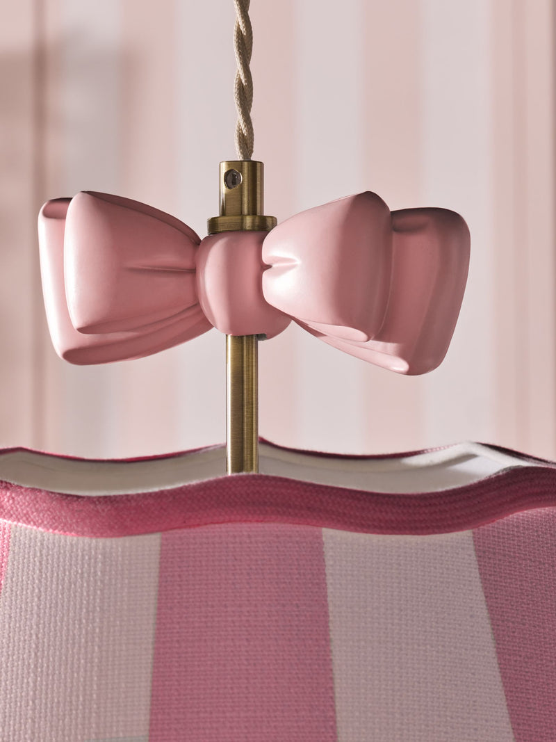 Cath Kidston pink/white stripe canopy bow pendant light 35cm, UK version