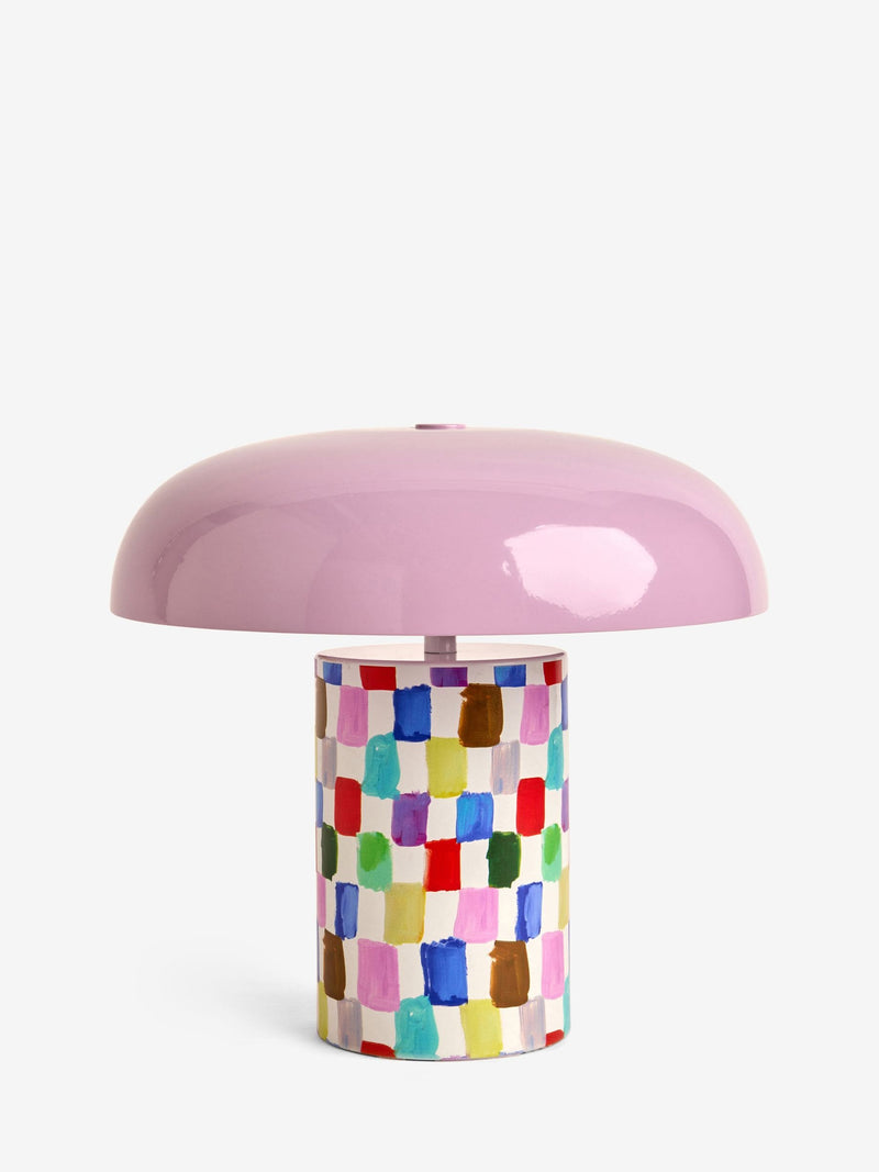 Eleanor Bowmer pink check table lamp 26cm (British brand)