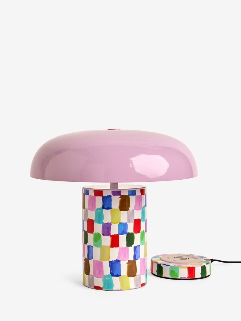 Eleanor Bowmer pink check table lamp 26cm (British brand)